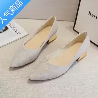 SUNTEK新款百搭大码女鞋40-43尖头粗跟单鞋女中跟鞋子通勤职业高跟鞋女