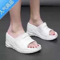 SUNTEK厚底拖鞋女夏季外穿2023新款松糕高跟洗澡踩屎感海边凉拖防滑凉鞋