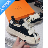 SUNTEK夏季檀健次同款开口笑帆布鞋厚底女鞋百搭乞丐鞋微笑鞋增高小白鞋