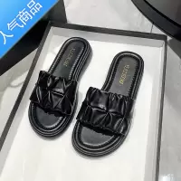 SUNTEK厚底拖鞋女夏外穿ins2023年新款防滑仙女风一字防滑松糕沙滩凉拖