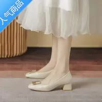 SUNTEK仙女鞋温柔单鞋配裙子法式浅口高跟鞋面试鞋通勤软皮不累脚工作鞋
