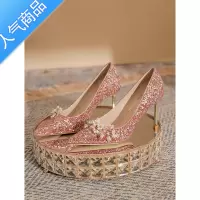 SUNTEK婚鞋女2023年新款高级感法式红色新娘鞋秀禾服婚纱两穿水晶高跟鞋