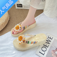 SUNTEK拖鞋女夏季外穿韩版厚底2023新款时尚百搭增高防滑松糕底凉拖女