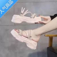 SUNTEK2021夏季新款凉鞋女厚底增高百搭松糕仙女风两穿女鞋凉拖外穿学生