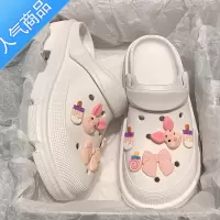 SUNTEK洞洞鞋卡通可爱小猪防滑透气松糕底夏季外穿包头半凉拖女款踩屎感