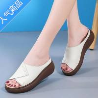 SUNTEK凉拖鞋女夏季2023年新款防滑休闲复古中年妈妈厚底松糕半拖鞋