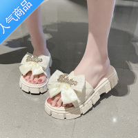 SUNTEK新款公主风蝴蝶结拖鞋女夏外穿网红松糕厚底拖室内软底凉拖鞋