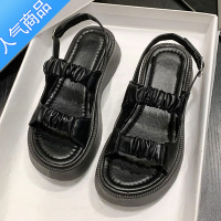 SUNTEK凉鞋女夏季松糕厚底仙女风配裙子沙滩鞋2023年新款休闲运动罗马鞋