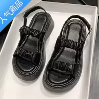SUNTEK凉鞋女夏季松糕厚底仙女风配裙子沙滩鞋2023年新款休闲运动罗马鞋