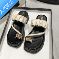 SUNTEK厚底拖鞋女2023年夏季新款松糕休闲水钻套趾人字凉拖鞋外穿沙滩鞋