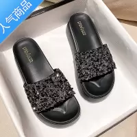 SUNTEK2023年新款松糕厚底一字拖鞋女外穿ins潮网红超火凉拖大码鞋41-43