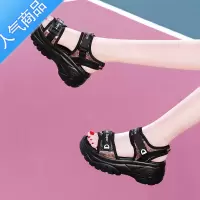 SUNTEK运动凉鞋女厚底松糕2023年新款夏季魔术贴老爹休闲鞋子增高沙滩鞋