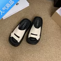 SUNTEK网红一字拖鞋女夏季外穿2023年新款韩版时尚休闲增高松糕凉拖