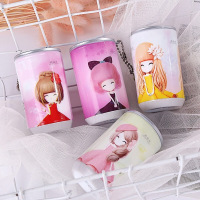 创意卡通学生用75%消毒湿纸巾迷你桶装圆形湿巾擦脸便携可爱小包|[可爱小女孩] 2桶60抽