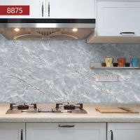 厨房防油贴纸自粘防水烟防火耐温油烟机墙纸柜灶台后墙壁用|8875加厚[新款大理石纹] 2米*60cm宽