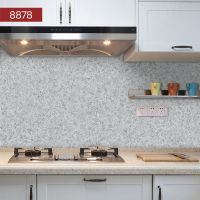 厨房防油贴纸自粘防水烟防火耐温油烟机墙纸柜灶台后墙壁用|8878加厚[新款大理石纹] 5米*60cm宽[送美工刀+刮板]