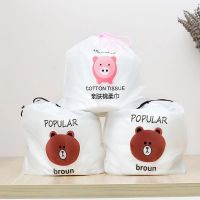 性洁面容洗脸巾全棉加厚化妆棉卸妆棉干湿两用棉柔巾|小熊穿绳防尘袋装 珍珠纹150g加厚两卷