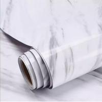 厨房防油贴纸柜灶台用仿大理石纹防水加厚自粘耐温翻新台面贴纸|爵士白 80厘米宽x3米长[送小刀和刮板]