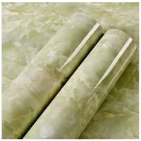 厨房防油贴纸柜灶台用仿大理石纹防水加厚自粘耐温翻新台面贴纸|琥珀绿 60厘米宽x3米长[送小刀