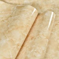 厨房防油贴纸柜灶台用仿大理石纹防水加厚自粘耐温翻新台面贴纸|琥珀黄 40厘米宽x3米长[送小刀]