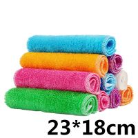 不沾油加厚竹纤维洗碗巾厨房清洁吸水去油不掉毛|5片彩色装[值得购买]