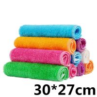 不沾油加厚竹纤维洗碗巾厨房清洁吸水去油不掉毛|加大[30*27cm]5条彩色装