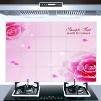 自粘厨房防油贴纸防水耐温灶台用橱柜油烟机加厚铝箔纸壁纸墙贴|粉红玫瑰(60*90cm) 3张装