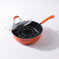 双耳汤锅奶锅不粘锅平底锅火锅小炒锅婴儿辅食锅煮面锅炖锅|24厘米单柄+蒸架