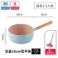 日本麦饭石奶锅不粘锅雪平锅不粘牛奶锅泡面锅小汤锅煮面家用小锅|蓝色18cm 无盖
