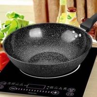 韩国平底麦饭石家用炒锅不粘锅无油烟电磁炉燃气灶炒菜铁锅具|30CM(单锅)+送木铲洁布