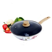 不粘锅炒锅36cm家用大号炒菜锅燃气灶电磁炉大勺烧菜锅|30厘米搪瓷炒锅