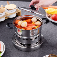 加厚不锈钢酒精炉液体固体小火锅户外宿舍酒精锅学生家用一人一锅