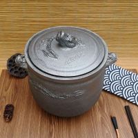 荥经砂锅煲汤锅砂锅炖锅煮汤锅陶瓷锅孕妇锅汤锅熬汤锅荥经土砂锅|8L祥龙炖罐（适合5-8人））