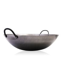 双耳铁锅炒菜锅炒锅厨师专用无涂层老式铁锅边锅手工制作圆底家用|双耳手工锅43cm