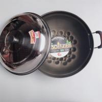 上海福如3d不粘锅炒锅少油烟家用圆底炒菜锅大锅燃气灶适用|45cm双耳3D+盖子+赠品