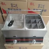 商用燃气油炸锅煤气液化气油炸机油炸炉炸串炸薯条 加厚耐用|双缸+1个炸篮+1个关东煮