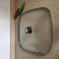 四方型锅盖韩式多功能电热火锅盖防溢耐摔钢化四方早餐锅盖|30cm圆把手正四方盖