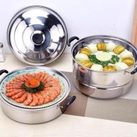 加厚老式不锈钢双层蒸锅汤锅烧水锅家用26-32白钢锑锅电磁炉锅具