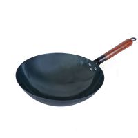 章丘传统手工炒锅老式捶打铁锅无涂层不粘锅圆底家用加厚炒菜锅|36cm无耳(已免费开锅)