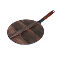 章丘传统手工炒锅老式捶打铁锅无涂层不粘锅圆底家用加厚炒菜锅|36cm有耳(有木盖有锅铲)