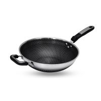 德国304不锈钢炒锅不粘锅无油烟家用炒菜锅平底锅具|(旗舰版)32双屏单锅