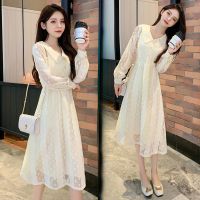 哺乳装秋季蕾丝气质女新款外出喂奶短袖网纱裙中长款哺乳期连衣裙