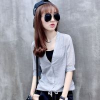 背心两件套短袖衬衫女装2020夏季新款韩版v领漏锁骨衬衣宽松上衣