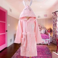 儿童浴袍纯棉睡袍春秋冬季毛巾料带帽男女中大童洗澡游泳沙滩吸水