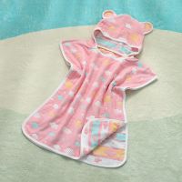 纱布斗篷浴巾纯棉婴幼儿童宝宝洗浴超柔吸水带帽浴袍春夏秋冬通用