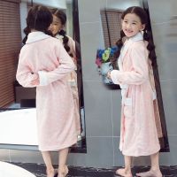 2019冬季女童睡袍珊瑚绒新款可爱公主睡袍长款大童儿童浴袍法兰绒