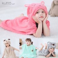 婴儿浴巾珊瑚绒抱被儿童浴巾卡通浴袍连帽强力吸水宝宝洗澡毛巾