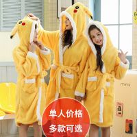 秋冬季加厚长毛绒儿童睡袍珊瑚绒男童女童睡衣亲子母女中大童浴袍