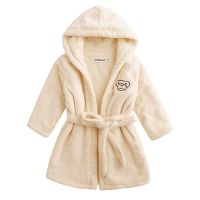 秋冬季儿童法兰绒浴袍浴衣睡衣睡袍加绒加厚带帽浴袍