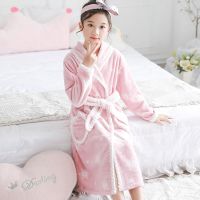 儿童睡袍女童浴袍冬季加厚珊瑚绒加绒法兰绒大童女孩浴衣睡衣秋冬